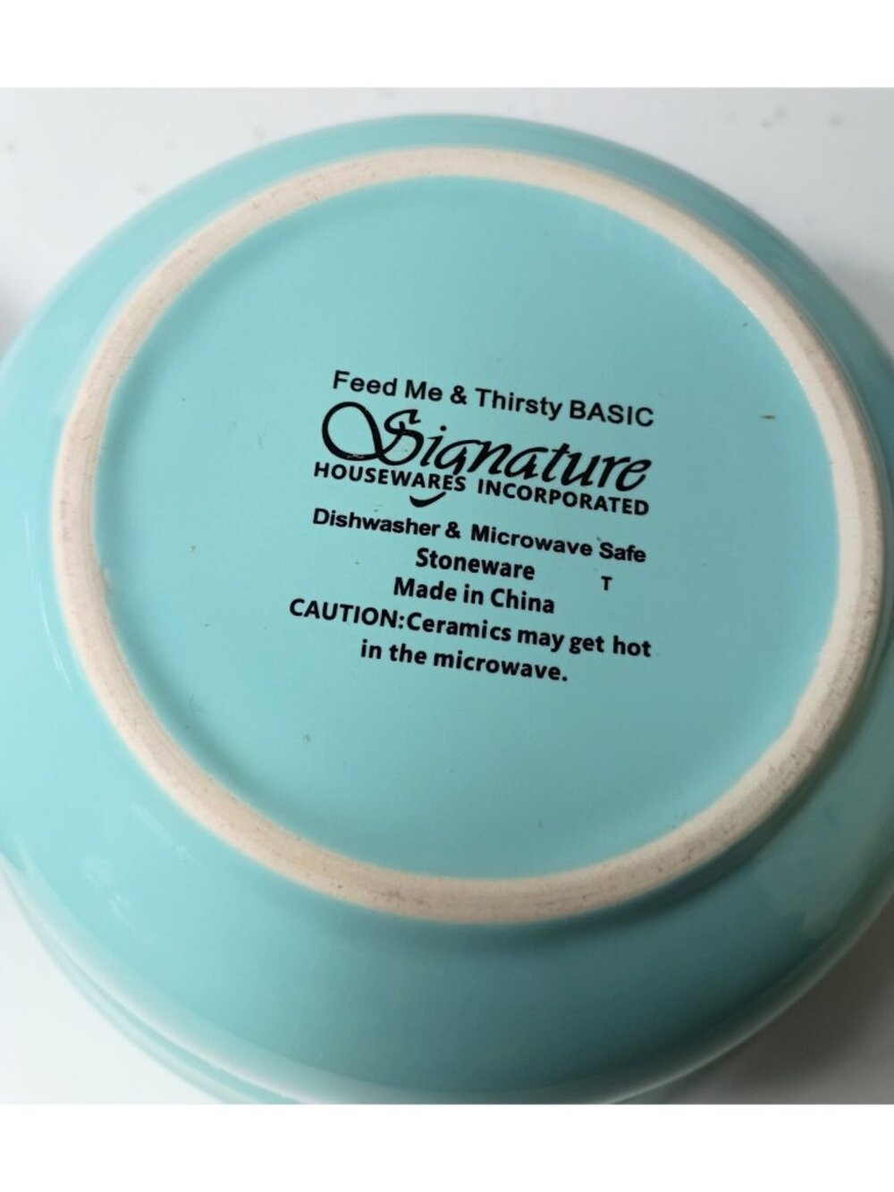 Signature Housewares Stoneware Pet Bowls Cat Dog Spell Out Aqua Paw Print - Picture 7 of 7